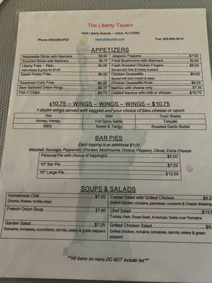Menu photo 2 Liberty Tavern Union, NJ