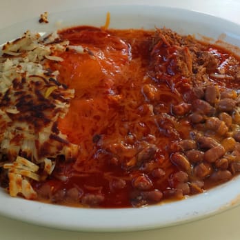 Alejandro's Cafe - Huevos Carne Adovada with hasbrowns and beans - Cafes Near Me - Belen, New Mexico