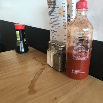 Zen Ramen & Grill - Dirty table - spilled and dried soy sauce. - Ramen Near Me - Hanover Park, Illinois
