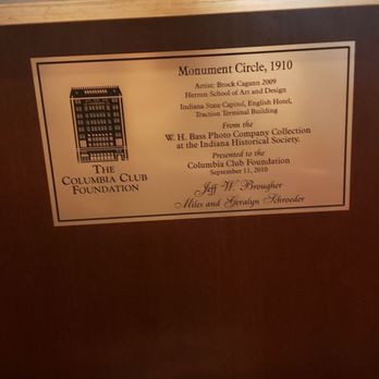 Columbia Club - Monument Circle in 1910 plaque - Venues & Event Spaces Near Me - Indianapolis, Indiana