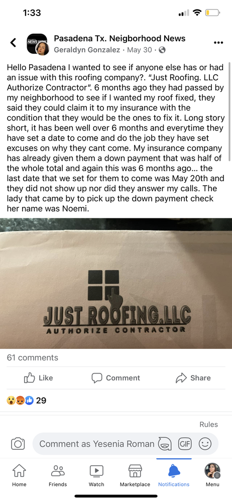 Slide of JUST ROOFING AND REMODELING