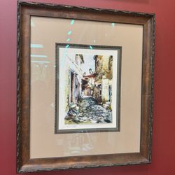 The Great Frame Up - Watercolor from Florence Italy. Framed with 2 mats and a fillet.