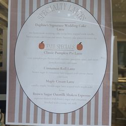 Daphne's Bakery - New Latte menu