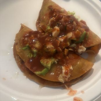 Mariscos Jalisco - Shrimp tacos with the sauces and avocado - Tacos Near Me - Pomona, California Mariscos Jalisco - Shrimp tacos with the sauces and avocado - Tacos Near Me - Pomona, California