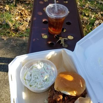 Bite - Takeout lunch special... pulled pork sandwich and blue cheese cole slaw - Diners Near Me - Milford, Ohio Bite - Takeout lunch special... pulled pork sandwich and blue cheese cole slaw - Diners Near Me - Milford, Ohio