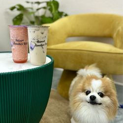 Sweet Smiles Tea - Strawberry Slush ($7.50) + Oolong Milk Tea ($6.75)