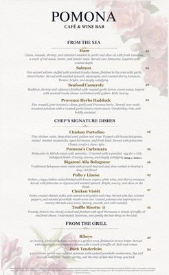Menu photo 1 Pomona Cafe & Wine Bar Swampscott, MA