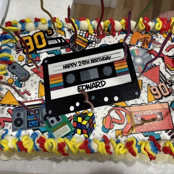 Bea's Bakery - Ordered this edible birthday cake topper from Etsy and they put it on for me. Exactly the cake I wanted for my son's 90s party! - Bakeries Near Me - Tarzana, California Bea's Bakery - Ordered this edible birthday cake topper from Etsy and they put it on for me. Exactly the cake I wanted for my son's 90s party! - Bakeries Near Me - Tarzana, California