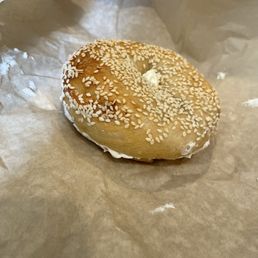 Sesame Bagel with Garlic Schmear Sesame Bagel with Garlic Schmear