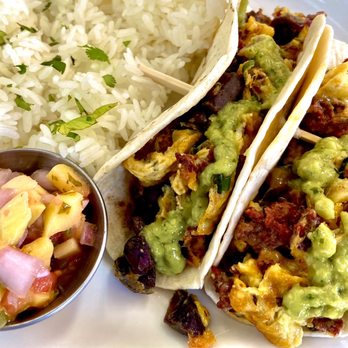 Moke’s Bread And Breakfast - Special: Beef Chorizo Tacos with Mango Salsa - Breakfast & Brunch Near Me - Honolulu, Hawaii
