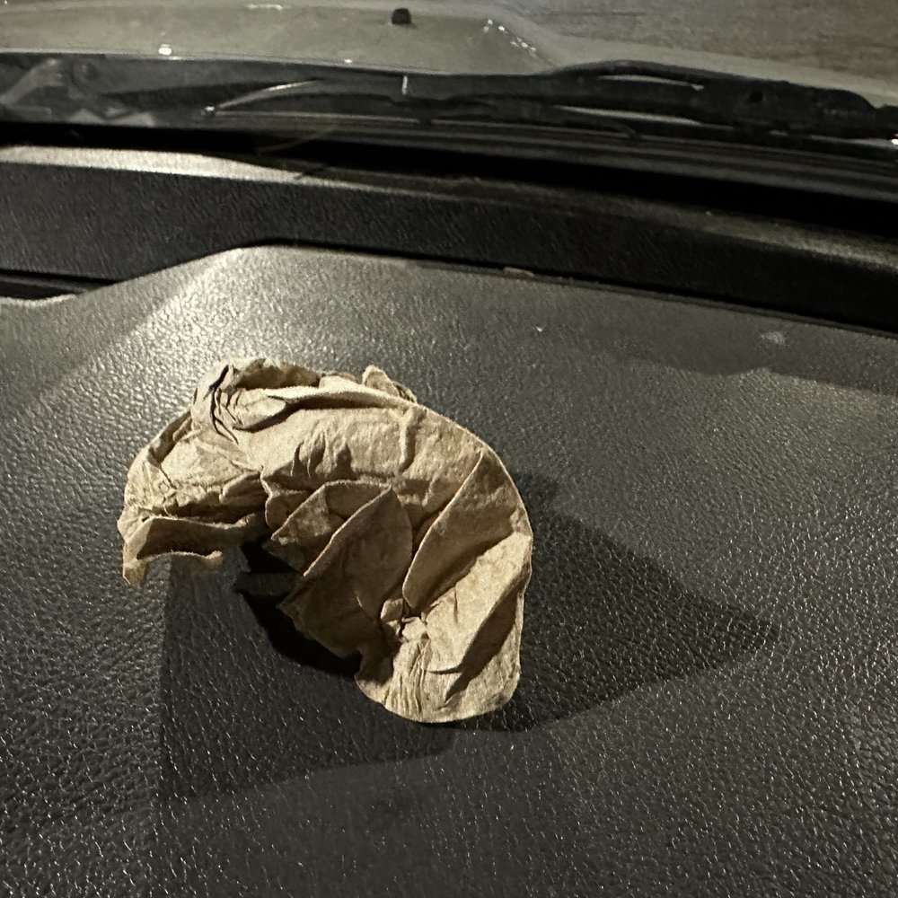Used napkin in my drive thru bag. Used napkin in my drive thru bag.