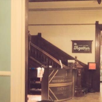 HI Sacramento Hostel - Front Desk from Small Dining Room - Hostels Near Me - Sacramento, California