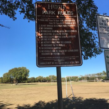 Hewitt Park - Park rules. It says no swimming but there are no large bodies of water. Happy walking. - Parks Near Me - Hewitt, Texas
