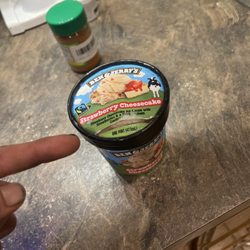 7-Eleven - Ben & Jerry's Ice cream: there was a open slice, like a knife went through it!! On top of that the  Ice cream smelled weird I'm lucky