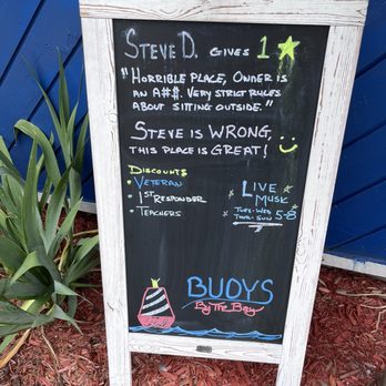 Buoys By The Bay - Outside sign, gave us a good laugh - Gastropubs Near Me - St. Ignace, Michigan Buoys By The Bay - Outside sign, gave us a good laugh - Gastropubs Near Me - St. Ignace, Michigan