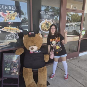 Niko Sushi Chefs - The picture from outside the restaurant with their giant bear mascot - Sushi Bars Near Me - La Habra, California Niko Sushi Chefs - The picture from outside the restaurant with their giant bear mascot - Sushi Bars Near Me - La Habra, California