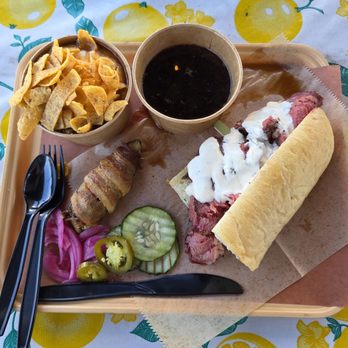 Botto's BBQ - Prime rib French dip, Brunswick stew, jalapeño popper. - Barbeque Near Me - Portland, Oregon
