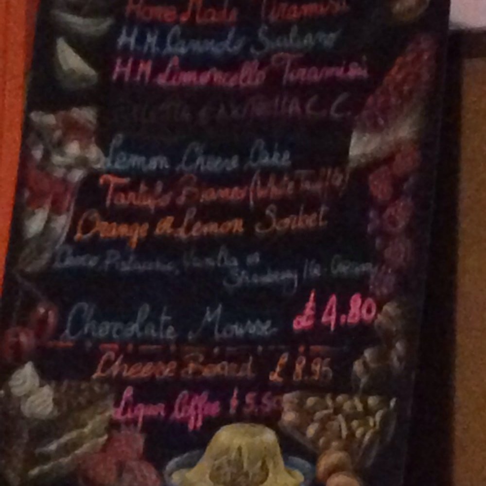 El Paradiso Del Chibo - The dessert menu board - Italian Near Me - York, YOR