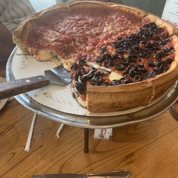 Giordano's - Took this picture to show how large the pizza is when compared to the knife. - Salad Near Me - Lake Zurich, Illinois Giordano's - Took this picture to show how large the pizza is when compared to the knife. - Salad Near Me - Lake Zurich, Illinois
