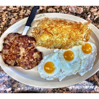Steak N Egger - Steak N Egger . Two Boneless Pork Chops w/3 Eggs and Hush-browns & Toasts. & Coffee. Good Big Meal for 11.10$ Total! Nice & Tasty! Cool! - Fast Food Near Me - Cicero, Illinois Steak N Egger - Steak N Egger . Two Boneless Pork Chops w/3 Eggs and Hush-browns & Toasts. & Coffee. Good Big Meal for 11.10$ Total! Nice & Tasty! Cool! - Fast Food Near Me - Cicero, Illinois