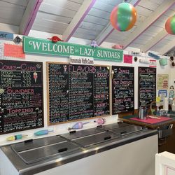 Lazy Sundaes Ice Cream - The owner's sister did all the lettering on this board!