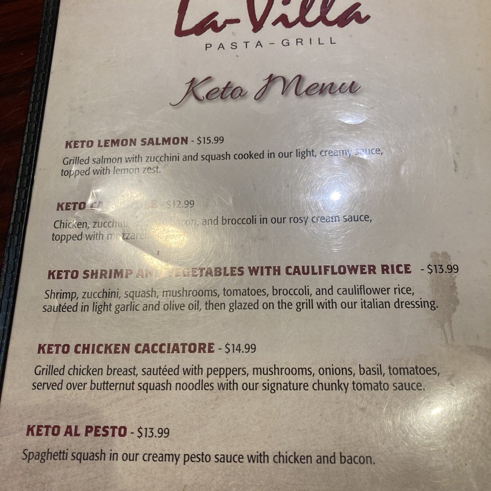 La Villa - Keto menu; page 1 - Italian Near Me - Lynchburg, Virginia