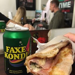Ham & mushroom pizza made to order, and a local soda at 4am. So good!