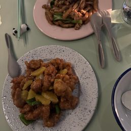 Orange chicken and silver noodle Orange chicken and silver noodle