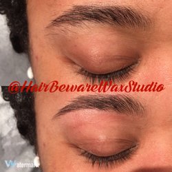 Hair Beware Wax Studio - Before and After Brow Waxing! I used a luxury hard wax to clean up her brows and create a nice defined arch.