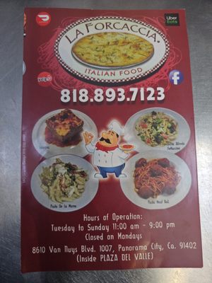 Menu photo 1 La Forcaccia Panorama City, CA Menu photo 1 La Forcaccia Panorama City, CA