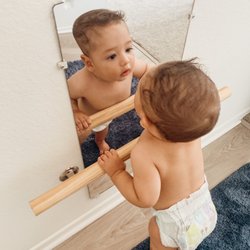 Custom Montessori Pull Up Bar & Mirror Created + Installed in addition to the Montessori Home Environment Setup.