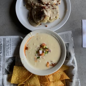 The Salty Snapper - Biscuits and Gravy and Loaded Queso Dip with Chips - Seafood Near Me - Valdosta, Georgia The Salty Snapper - Biscuits and Gravy and Loaded Queso Dip with Chips - Seafood Near Me - Valdosta, Georgia
