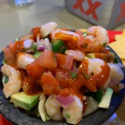 Ceviche with Mexican hot sauce and fresh lime squeezed over the top. Ceviche with Mexican hot sauce and fresh lime squeezed over the top.