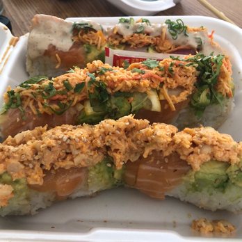Kei Sushi - Tom long roll, Geisha long roll and Fuji Mtn. It actually tastes as unappealing as it looks - Sushi Bars Near Me - Reno, Nevada