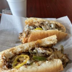 Sam's Subs & Soup - Philly steak and cheese with added Italian dressing and banana peppers. Delicious!!