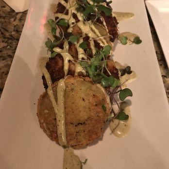 Firefly - Crab cakes with fried green tomatoes - Steakhouses Near Me - Panama City Beach, Florida Firefly - Crab cakes with fried green tomatoes - Steakhouses Near Me - Panama City Beach, Florida