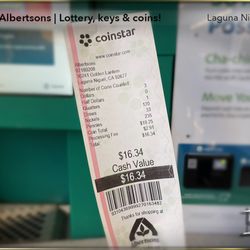 Albertsons - After rolling eight rolls of coins & looking at remaining pile in front of me... I remembered Coinstar!