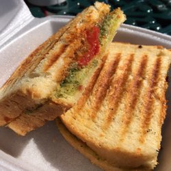 Piccolo Espresso Cafe - Marco Polo Panini - mozzarella, pesto, tomato, garlic, roasted red bell pepper, pepperoni