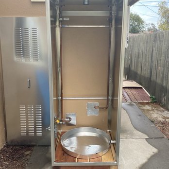 Advanced Additions - Water heater shed is ready for a 50-gallon tank.  Super water tight! - General Contractors Near Me