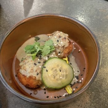 Plant - A sweet little sample of the fried risotto balls they were prepping in front of us at the counter.  So flavorful. - Vegan Near Me - Asheville, North Carolina