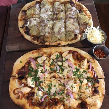 The Boiler Room - The steak dinner pizza and the BBQ Chicken pizza - Pizza Near Me - Spokane, Washington