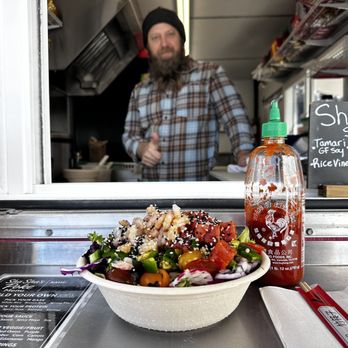 Sha Sha’s - This is a spicy tuna and shrimp poke bowl, on a bed of mixed greens, onions, radishes, jalapeño, cucumber, cabbage and Sha Sha Sauce - Food Trucks Near Me - Lincoln City, Oregon Sha Sha’s - This is a spicy tuna and shrimp poke bowl, on a bed of mixed greens, onions, radishes, jalapeño, cucumber, cabbage and Sha Sha Sauce - Food Trucks Near Me - Lincoln City, Oregon