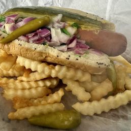 Fries and dog - delicious Fries and dog - delicious