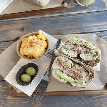Grutogi Bistro - Good Morning Bagel with Turkey and scrambled eggs on the side - Salad Near Me - Flower Mound, Texas