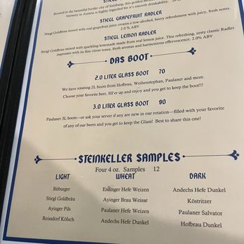 Steinkeller - Sample of menu options - German Near Me - Oxford, Ohio