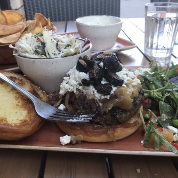 Red Cow St. Paul - Bison burger with sautéd onions, goat cheese, figs. Also, had chips & onion dip, plus beet salad. - Burgers Near Me - St Paul, Minnesota Red Cow St. Paul - Bison burger with sautéd onions, goat cheese, figs. Also, had chips & onion dip, plus beet salad. - Burgers Near Me - St Paul, Minnesota
