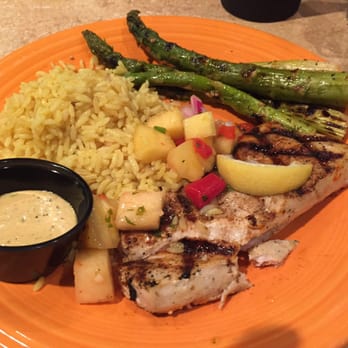 Humdingers - Grilled Mahi Mahi with pineapple salsa and grilled asparagus. - Seafood Near Me - Memphis, Tennessee Humdingers - Grilled Mahi Mahi with pineapple salsa and grilled asparagus. - Seafood Near Me - Memphis, Tennessee