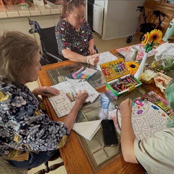 Oak Tree Ranch - Residents doing a coloring activity - Assisted Living Facilities Near Me - Santa Rosa, California