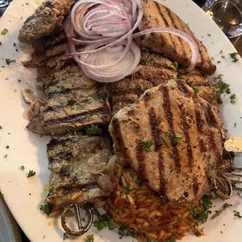 ROULA - This was the gyro skewer plate for 2! It fed 3 women with enough left overs for dinner the next evening! - Greek Near Me - Dachau, BY ROULA - This was the gyro skewer plate for 2! It fed 3 women with enough left overs for dinner the next evening! - Greek Near Me - Dachau, BY
