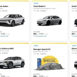 Hertz Rent A Car - Cost of Tesla Model 3 versus Subaru Sulterra when my Husband went to the Hertz site.